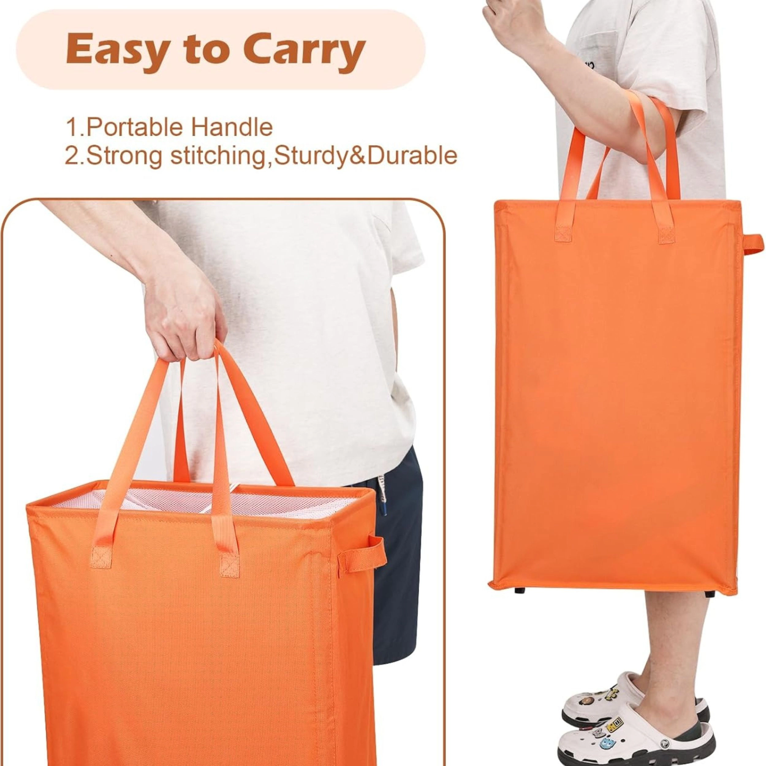 Stock Preferred Slim Collapsible Laundry Hamper with Handles 45L Narrow Clothes Basket