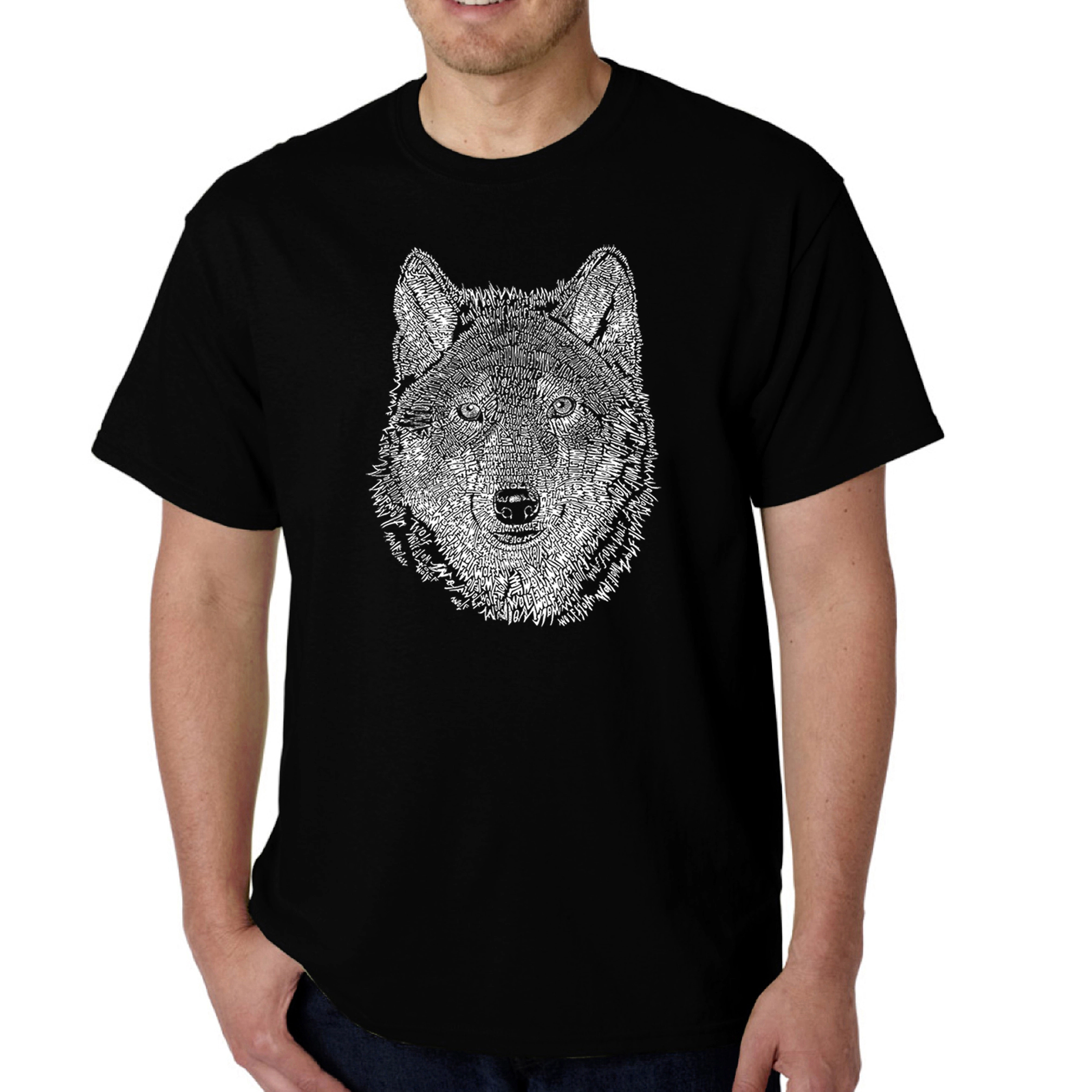 LA Pop Art Men's Wolf Word T-Shirt - Regular Fit