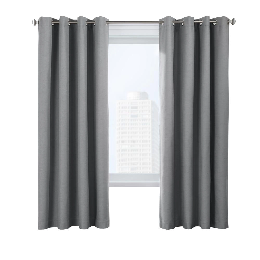 Thermaplus Ventura Blackout Grommet Curtain Panel Pair Frame Windows with Subtle Slub Textured Motif 78" x 84" Dark