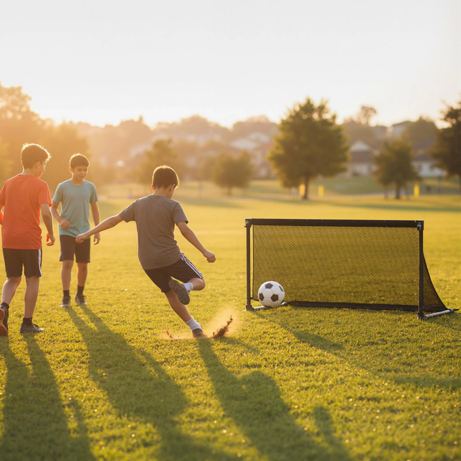 SUGIFT Toddler Black Small Pop Up Soccer Goal with Foldable Powder Coated Metal Frame and PE Net