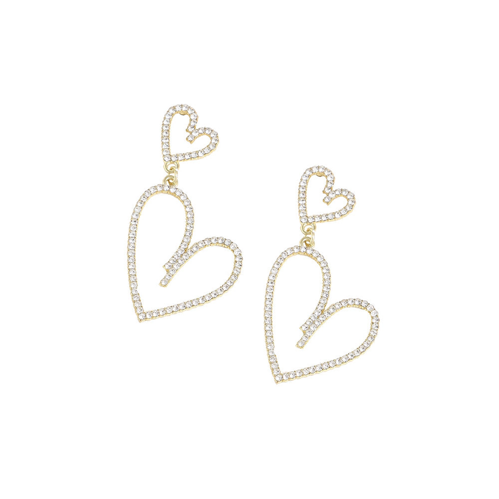 SOHI Women's Gold-Plated Heart Drop Earrings