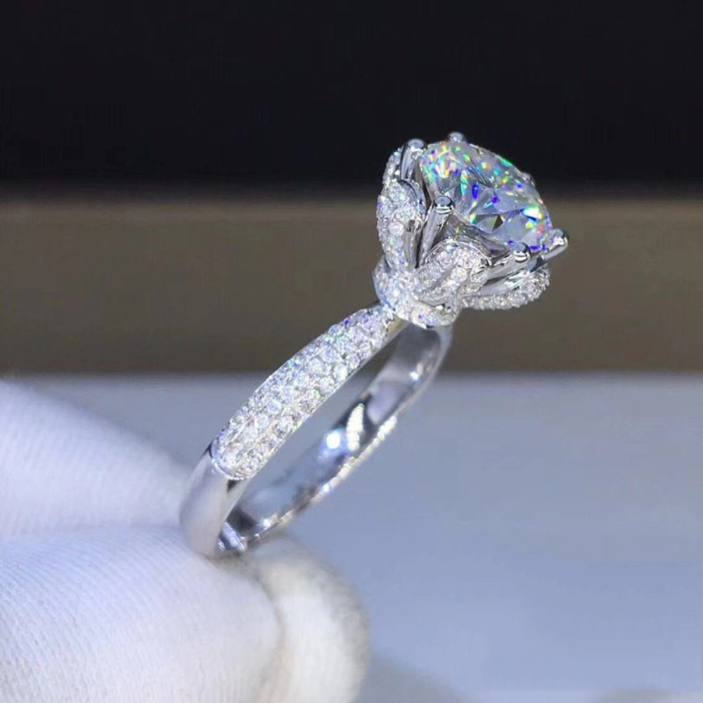 White Gold-Plated Side-Stone Cubic Zirconia Engagement Rings
