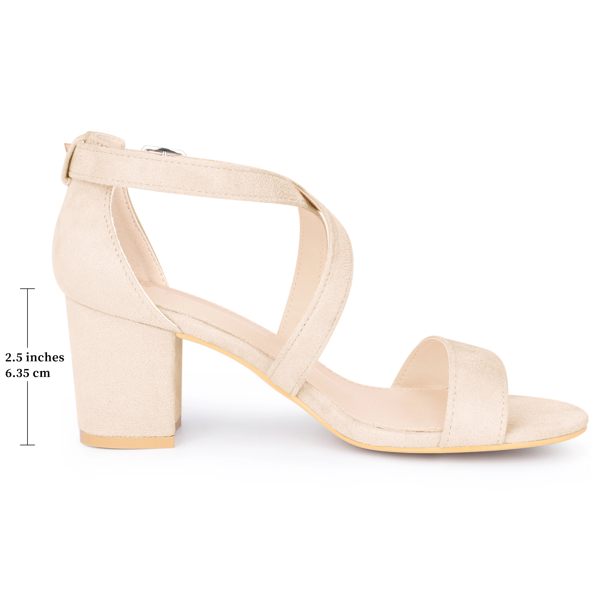 BLISSFUL STEP Women's Crisscross Ankle Strap Block Heel Sandals