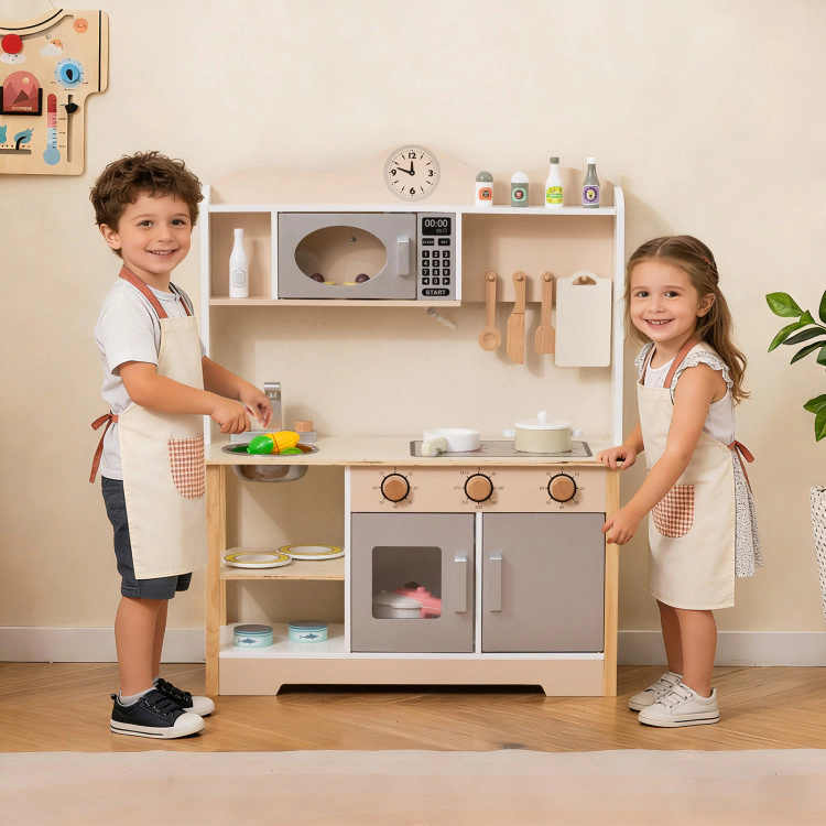 Hivvago Wooden Play Kitchen Cooking Toy Playset for Kids