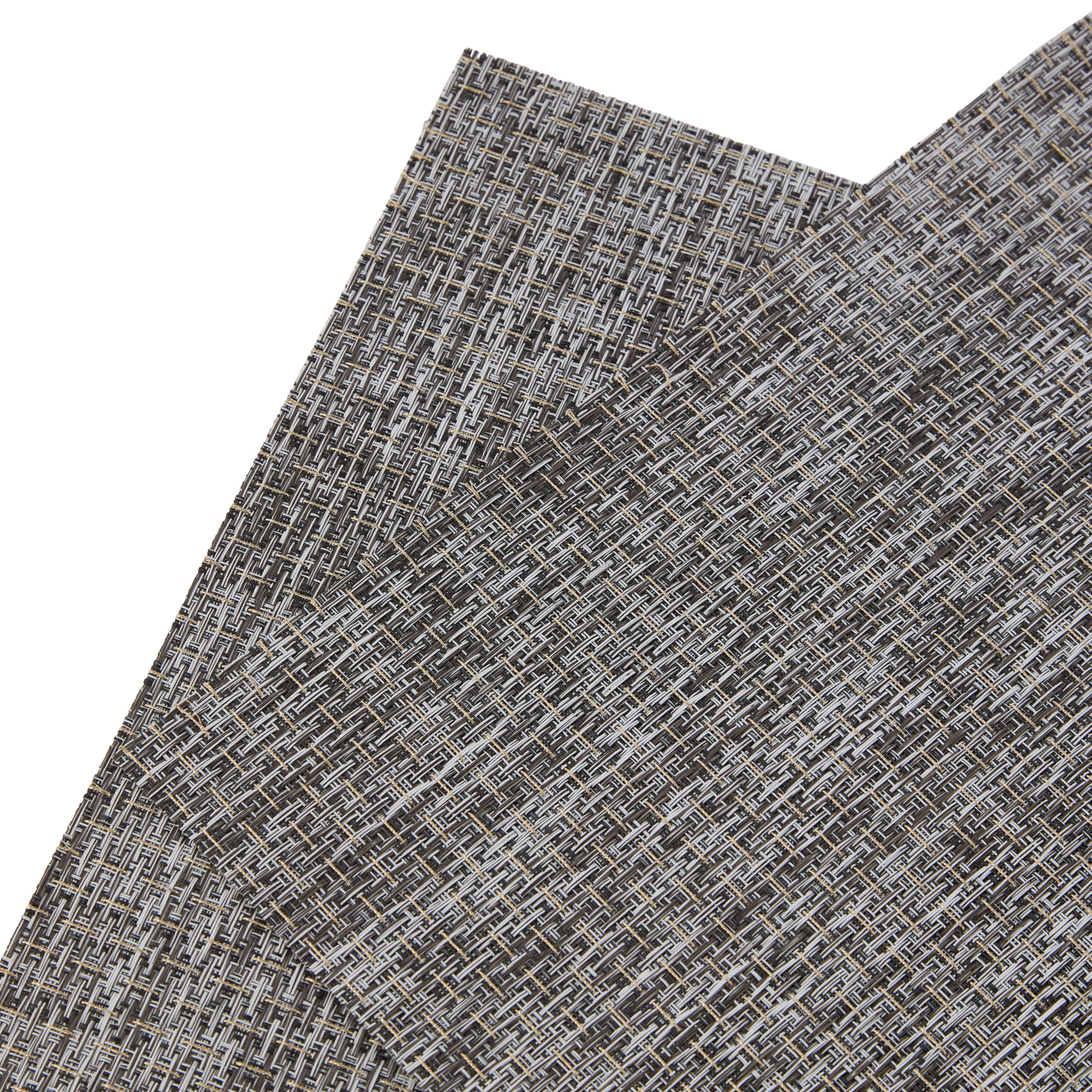 Dainty Home Madison Reversible Woven Vinyl Rectangular 13" x 19" Placemats with Gold Shimmer Set of 6