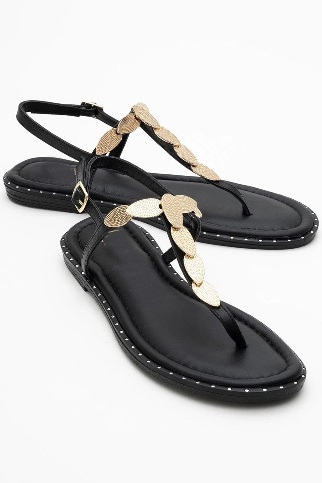 Forever & Always Womens Marea Leather Flat Sandals