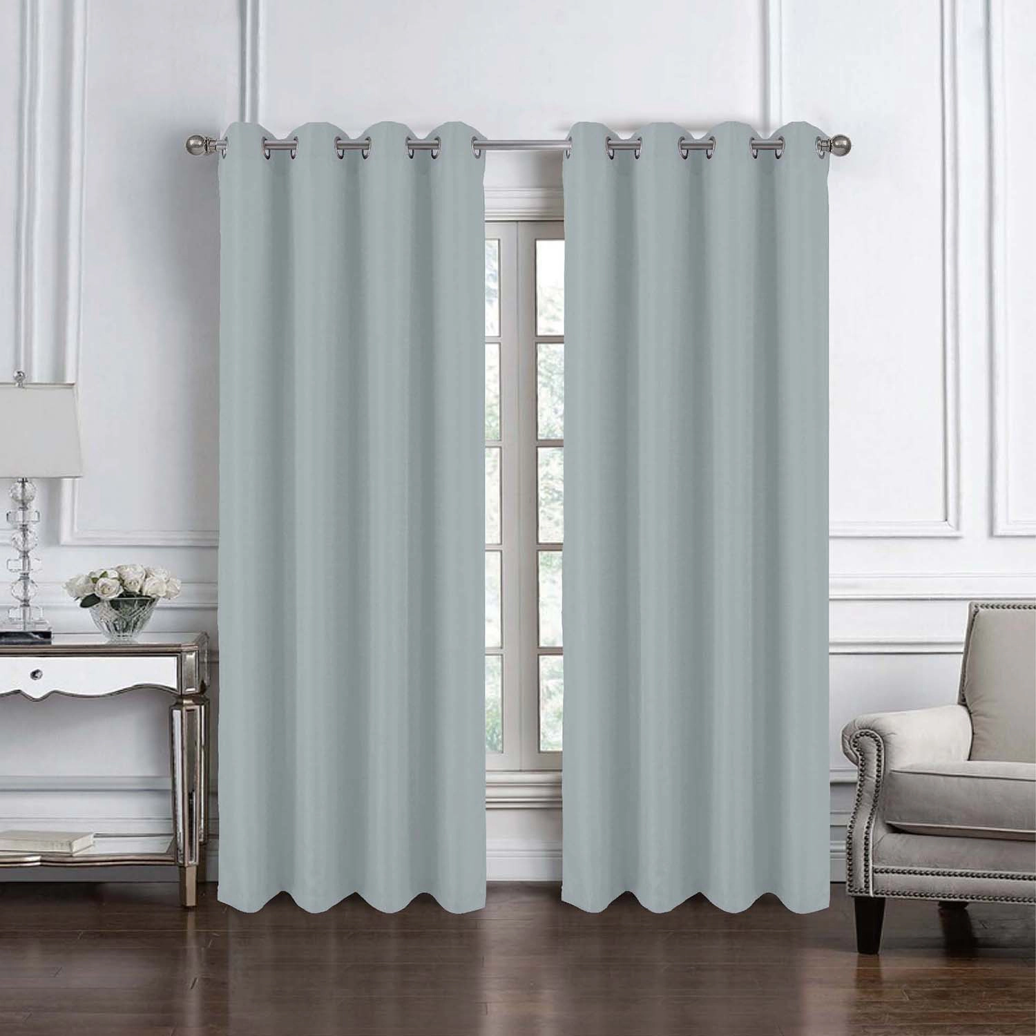 RT Designer Collection Cindy Textured 2 Pack Grommet Curtain Panel 36" x 84" Silver