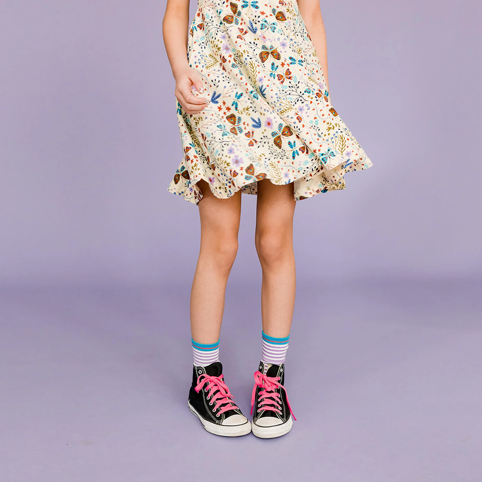 Mightly Girls Organic Cotton Print Sleeveless Skater Twirl Dress