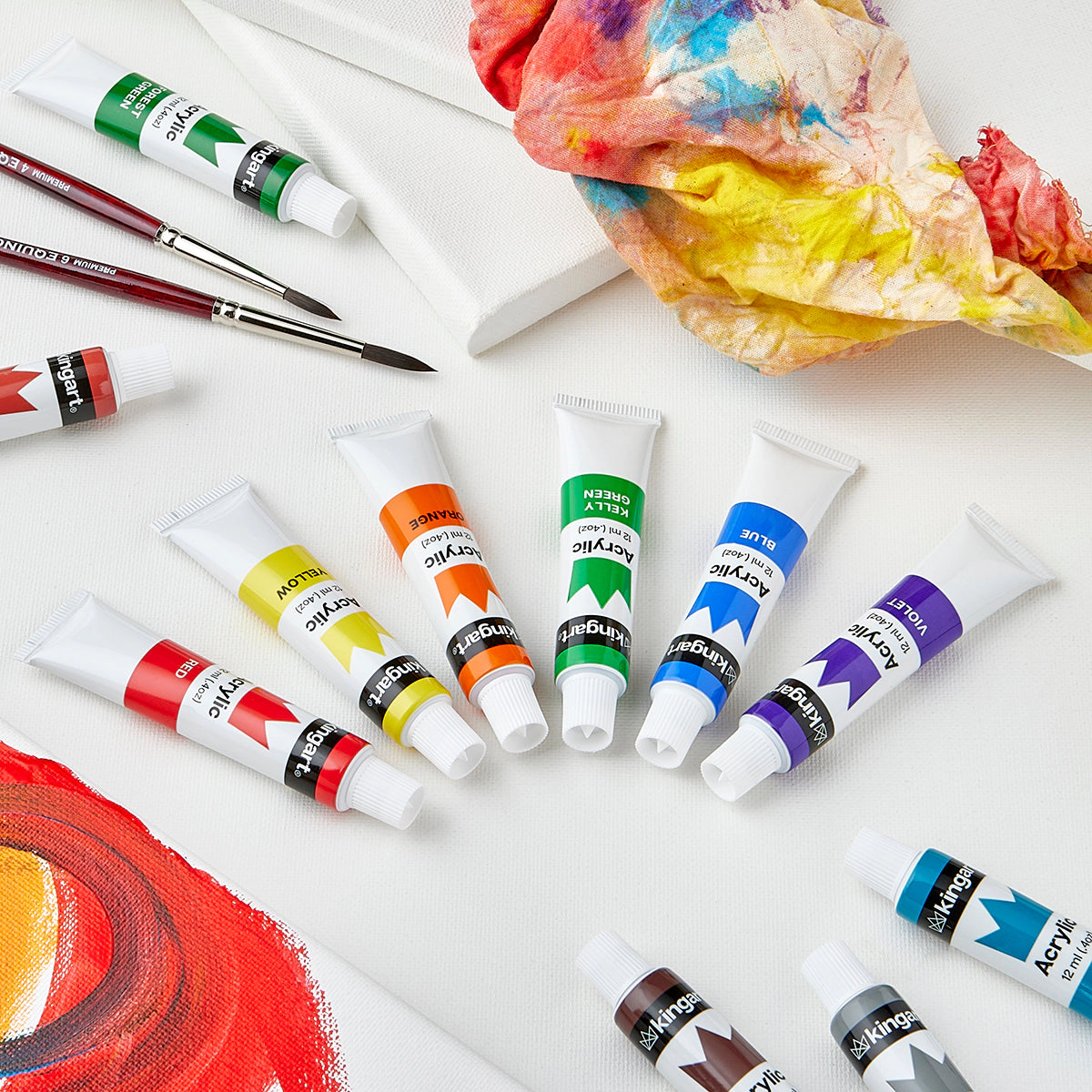 KINGART Studio Acrylic Paint Set, 24 Colors, 12ml Tubes