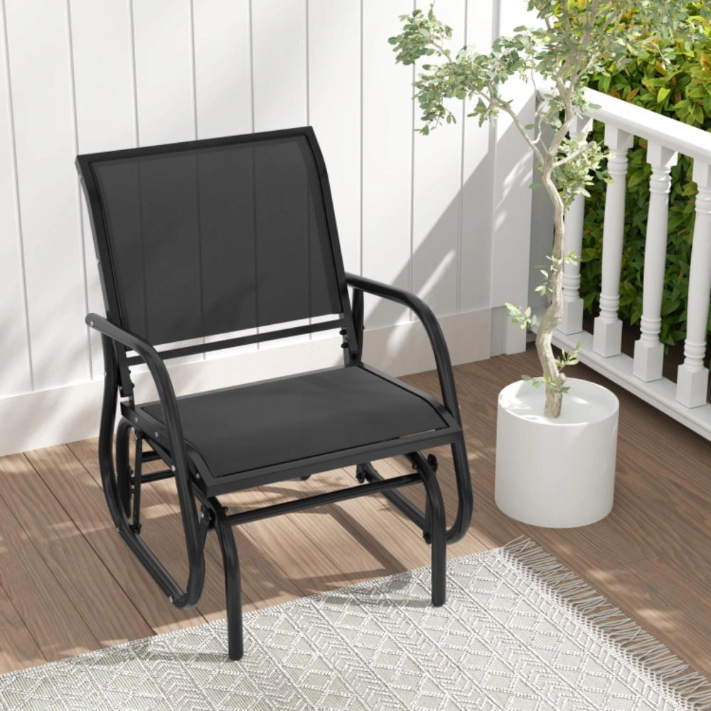 Hivvago Outdoor Single Swing Glider Rocking Chair With Armrest