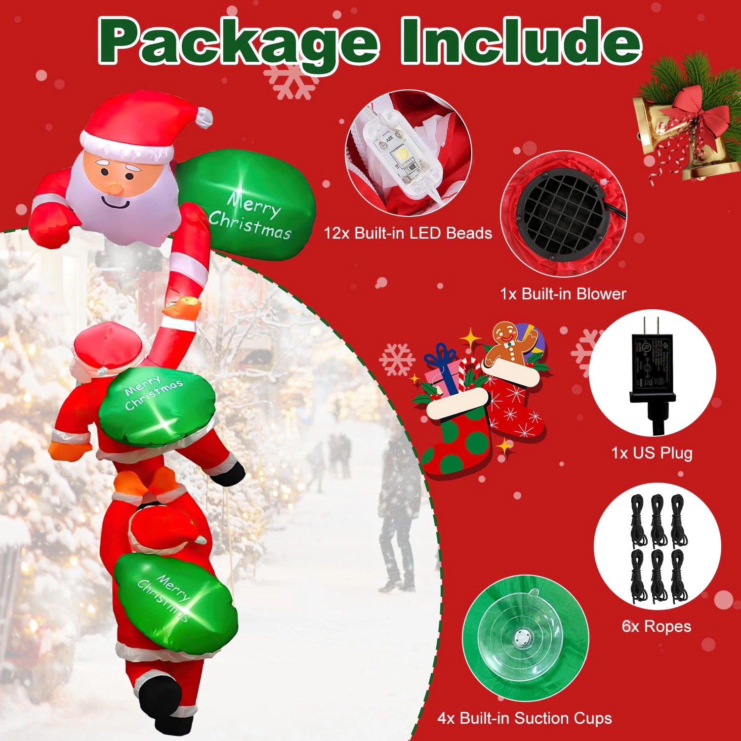 GBruno Waterproof 8ft Inflatable Santa Claus
