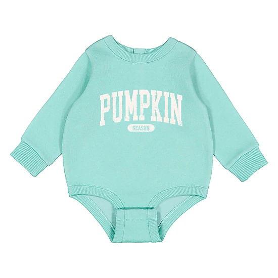 The Juniper Shop - Infant Fleece BodySuit - Pumpkin Season Varsity Cream