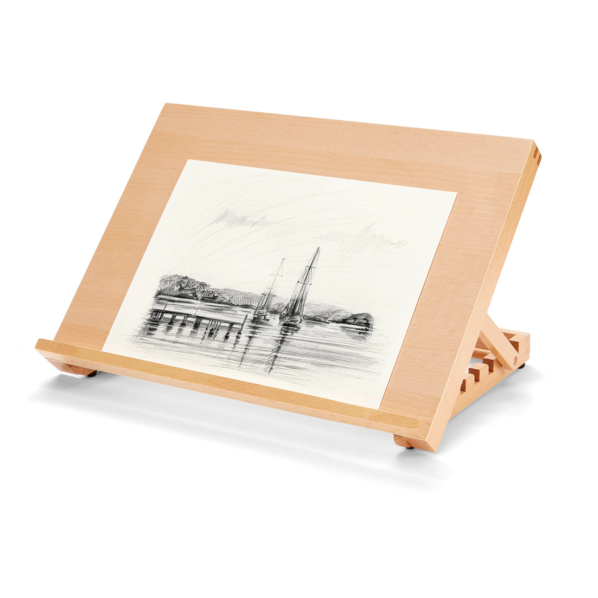 KINGART Adjustable Flat Surface Wood Table Easel - Beechwood