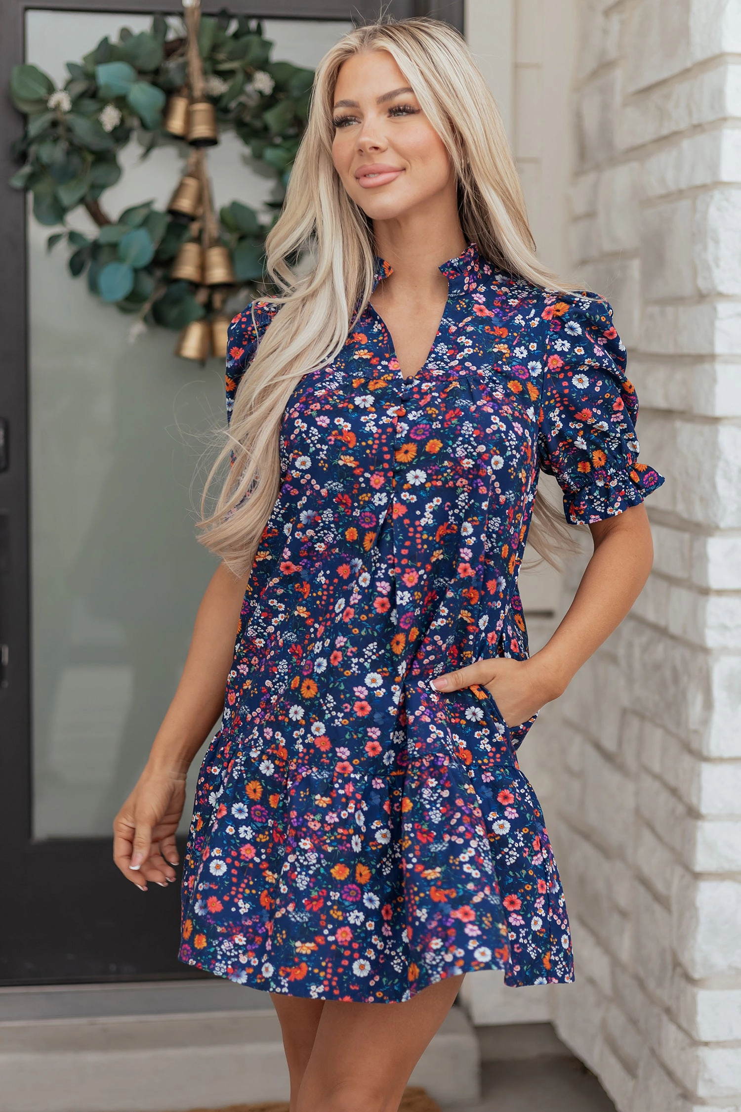 Threaded Pear Women's Serenity Puff Sleeve Mini Dress