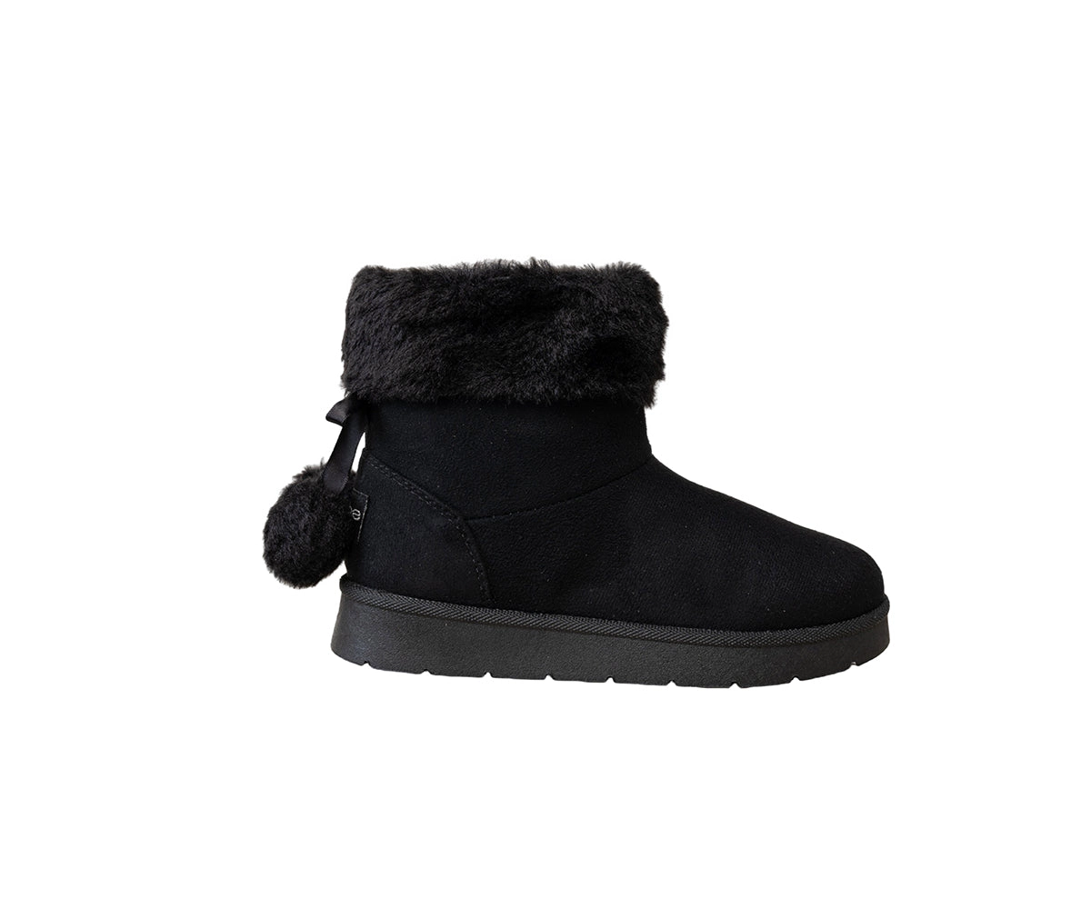 Bebe Girl's Cozy Boot with Bow and Pom Details