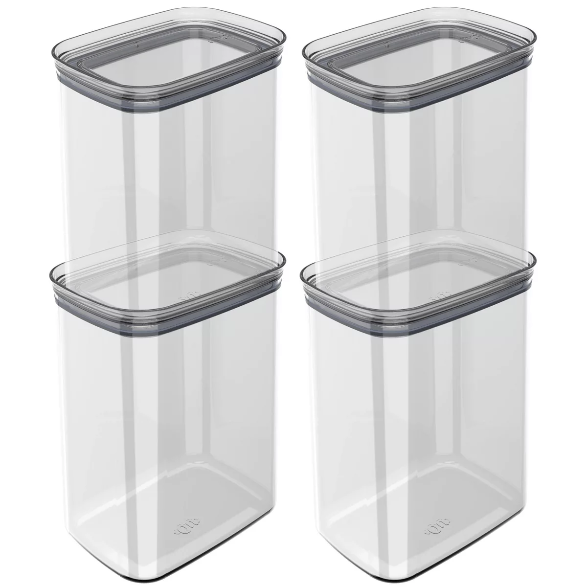 OU Airtight Food Storage Container 8pc, BPA Free Clear Plastic Containers w/ Leak Proof Lid, Stackable Pantry Organizer