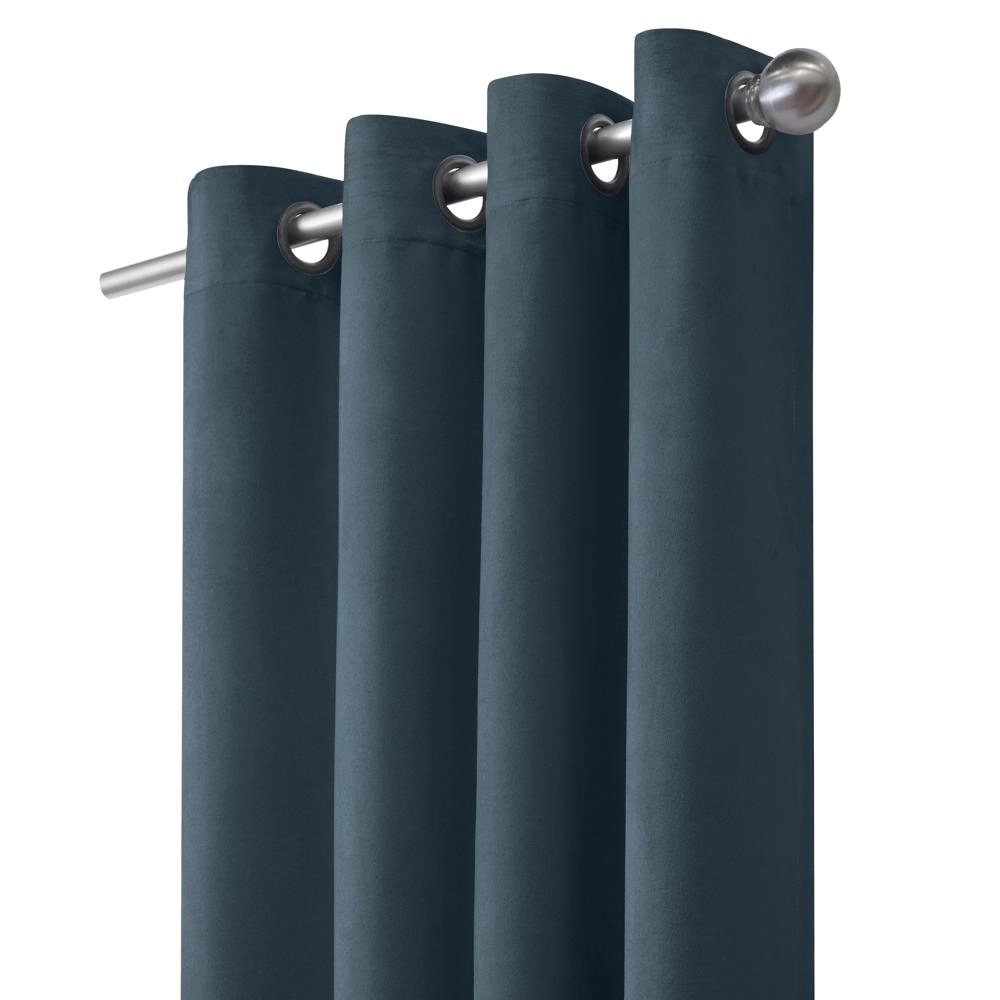 Thermaplus Navar Faux Suede Textured Blackout Window Treatment Grommet Curtain Panel 54" x 63" Navy