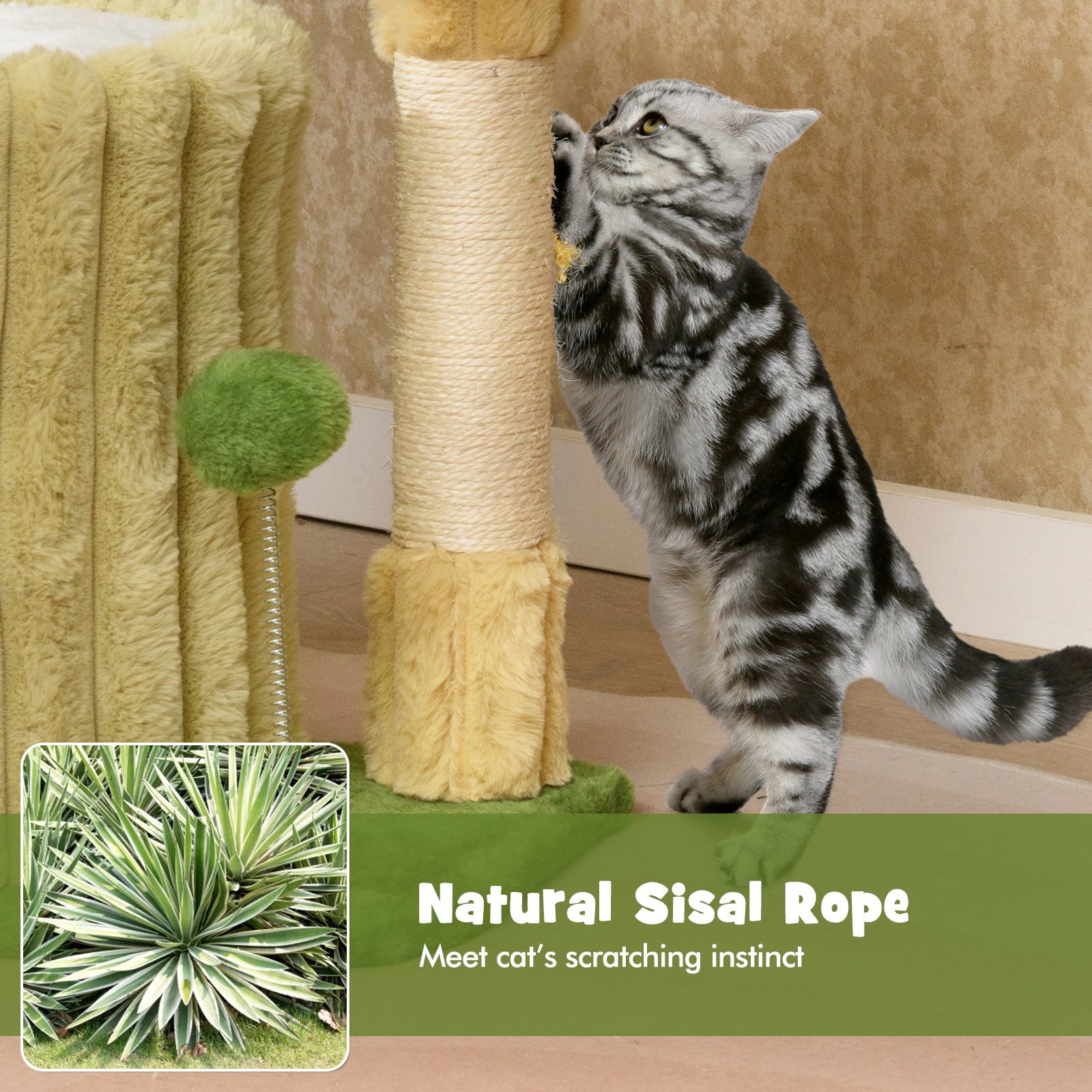 SlickBlue Plush Cat Activity Tree with Condo and Hanging Toys