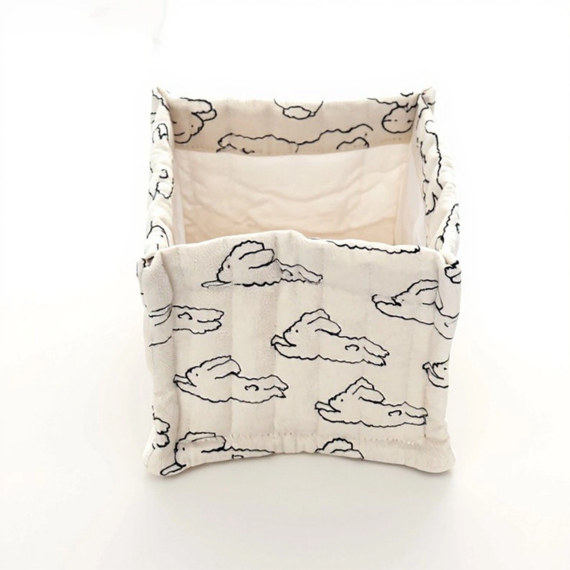 Alilang Women Square Fabric Storage Bin with Cartoon Animal Print and Soft Quilted Design 6.7x6.7x6in