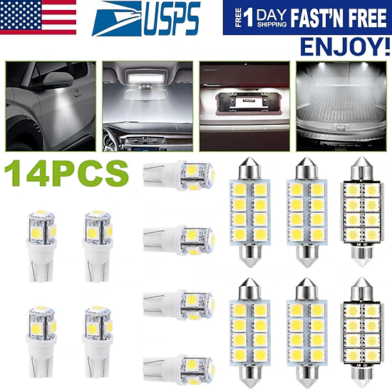 GBruno 14-Piece LED Interior Car Light Bulb Kit