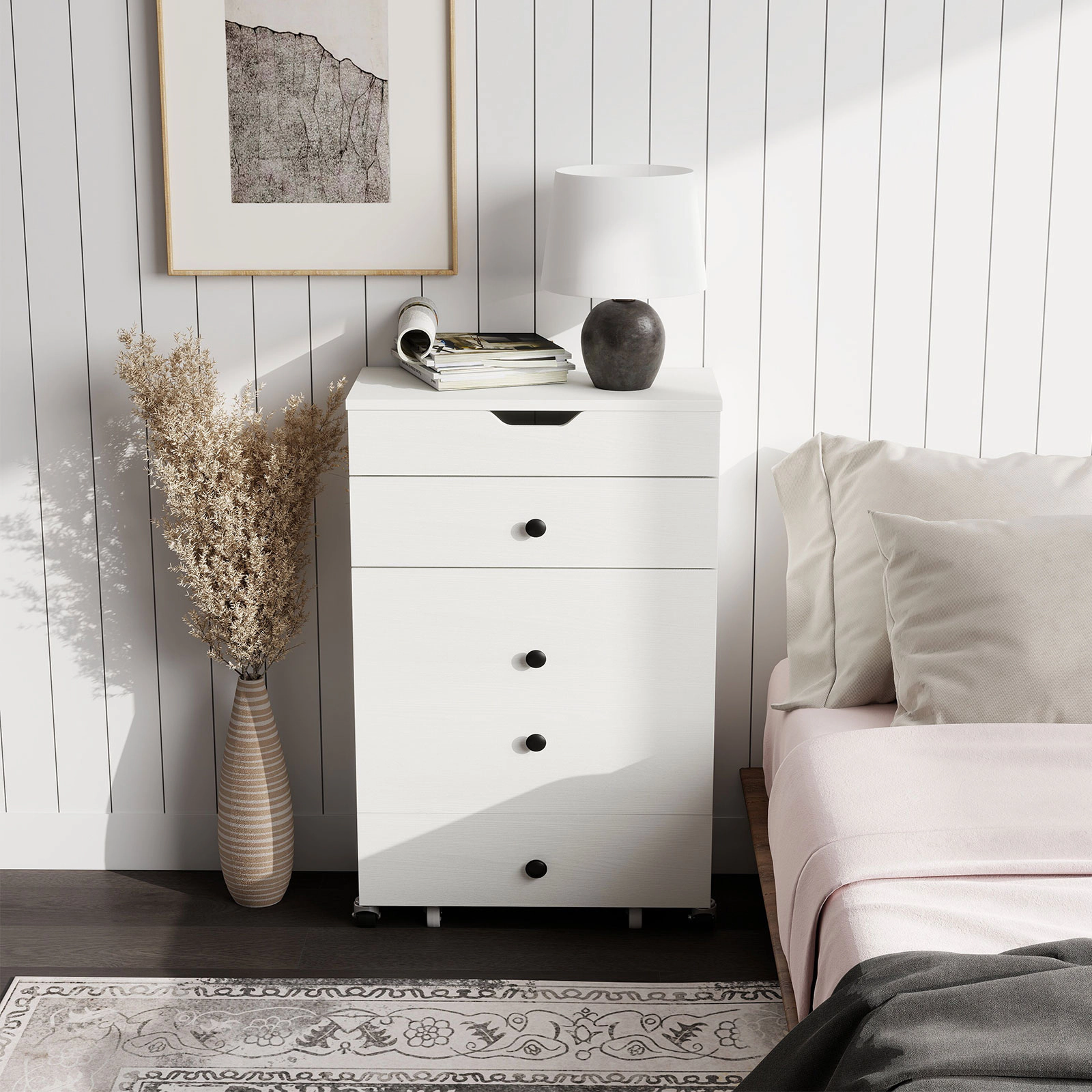 SUGIFT 3-in-1 Vanity Desk Set Flip-Top Lighted Mirror Drawers & Stool 44-lb Tabletop 220-lb Stool 20-in Wide Desk White