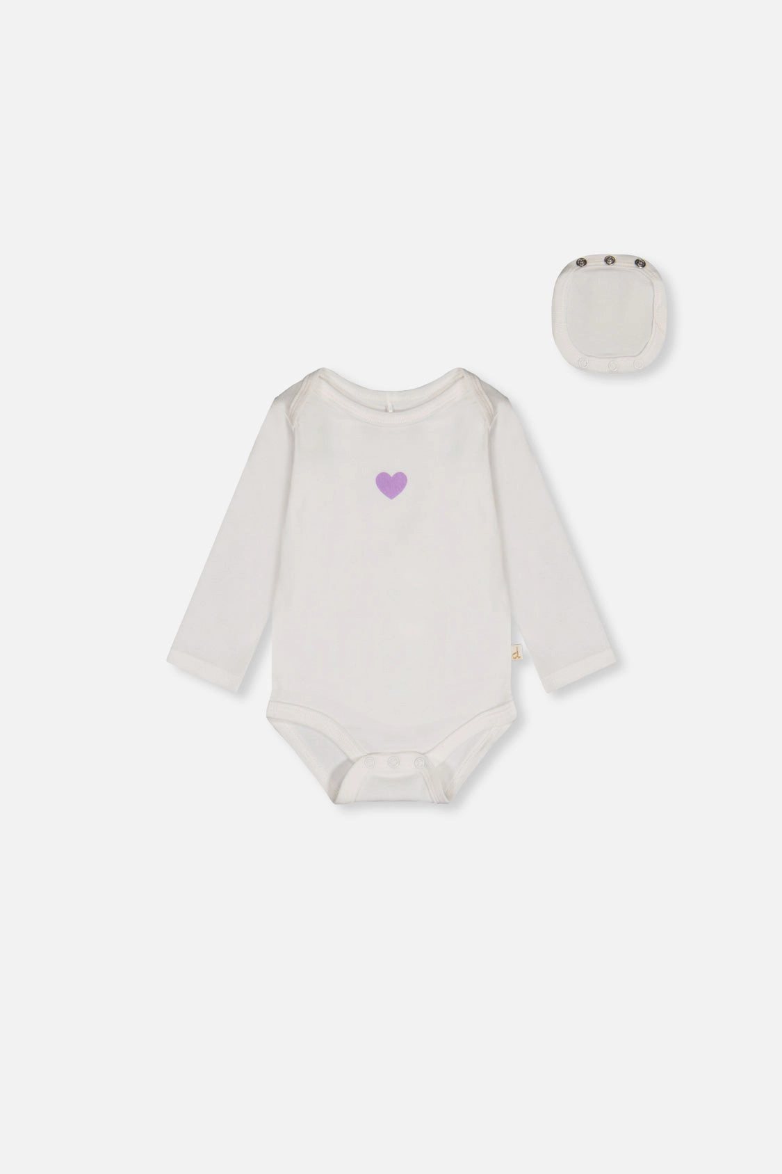 Deux par Girls Organic Cotton Long Sleeve Heart Detail Onesie