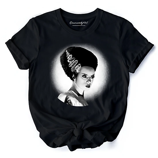 OrnamentallyYou Unisex Frankenstein's Bride Spooky Portrait Halloween T-Shirt