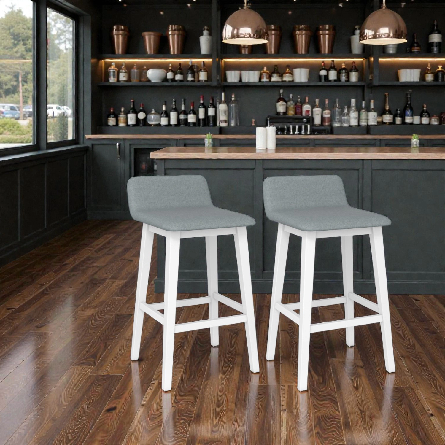 Hivvago 29-Inch Tall Bar Chairs with Soft Cushioned Seat and Solid Rubber Wood Legs - Set of 2