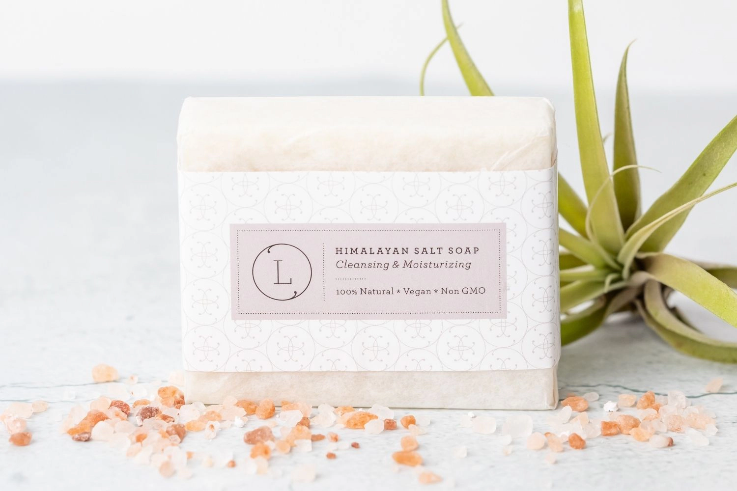 2-Pack Himalayan Salt Soap Bars, Unscented Vegan Handmade Cold-Process Soap