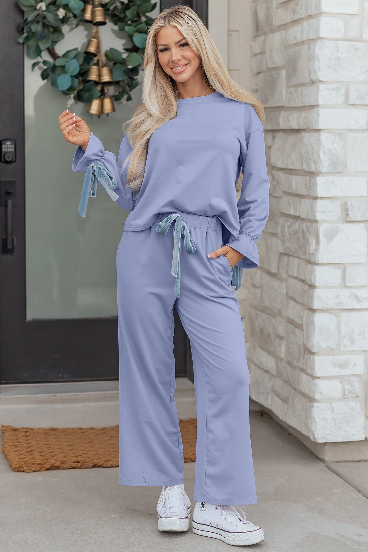 Threaded Pear Women's Rory Beau Flounce Long Sleeve Lounge Set