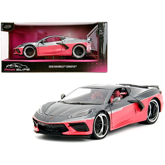 Jada Collectible 2020 Chevrolet Corvette Gray Metallic And Pink "Pink Slips" Series 1/24 Diecast Model Car