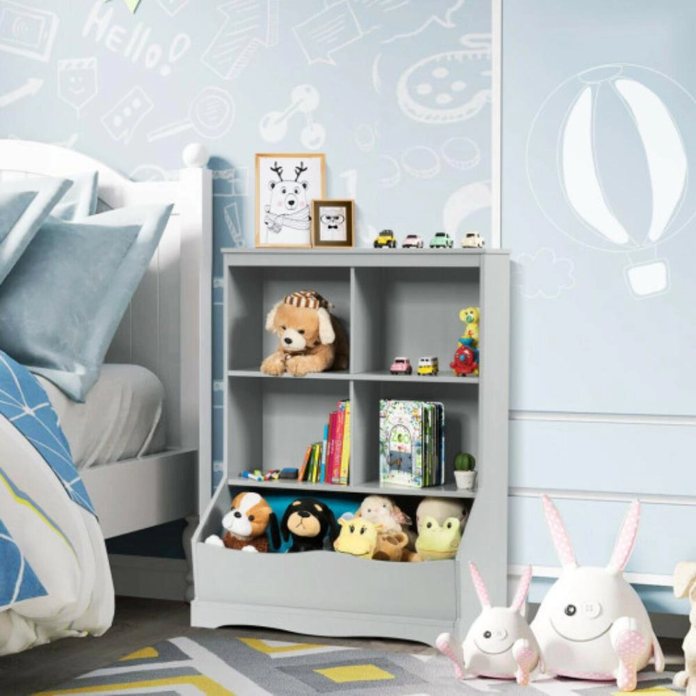 Hivvago 3-Tier Children's Multi-Functional Bookcase Toy Storage Bin Floor Cabinet