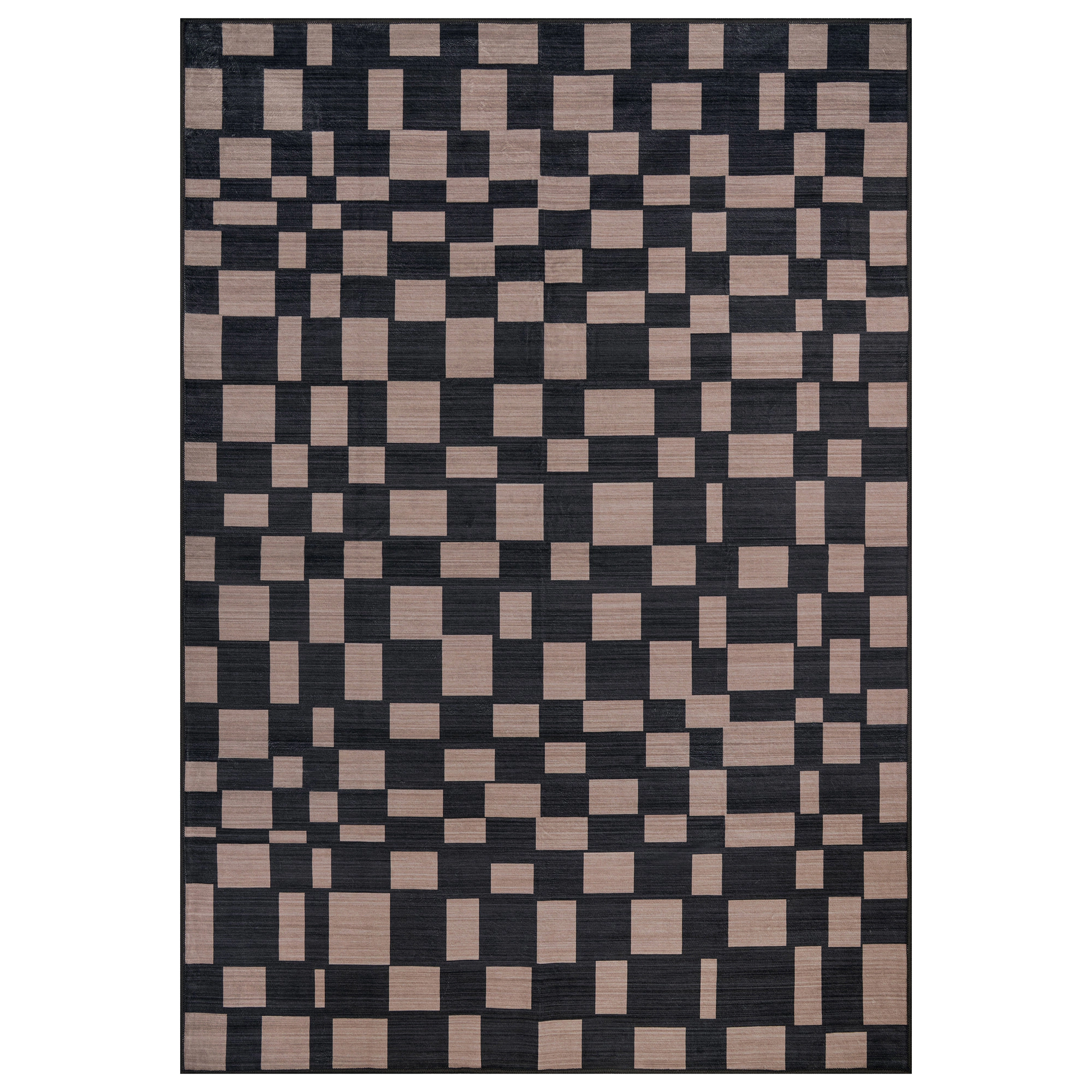 World Rug Gallery Checkered Block Machine Washable Indoor Area Rug