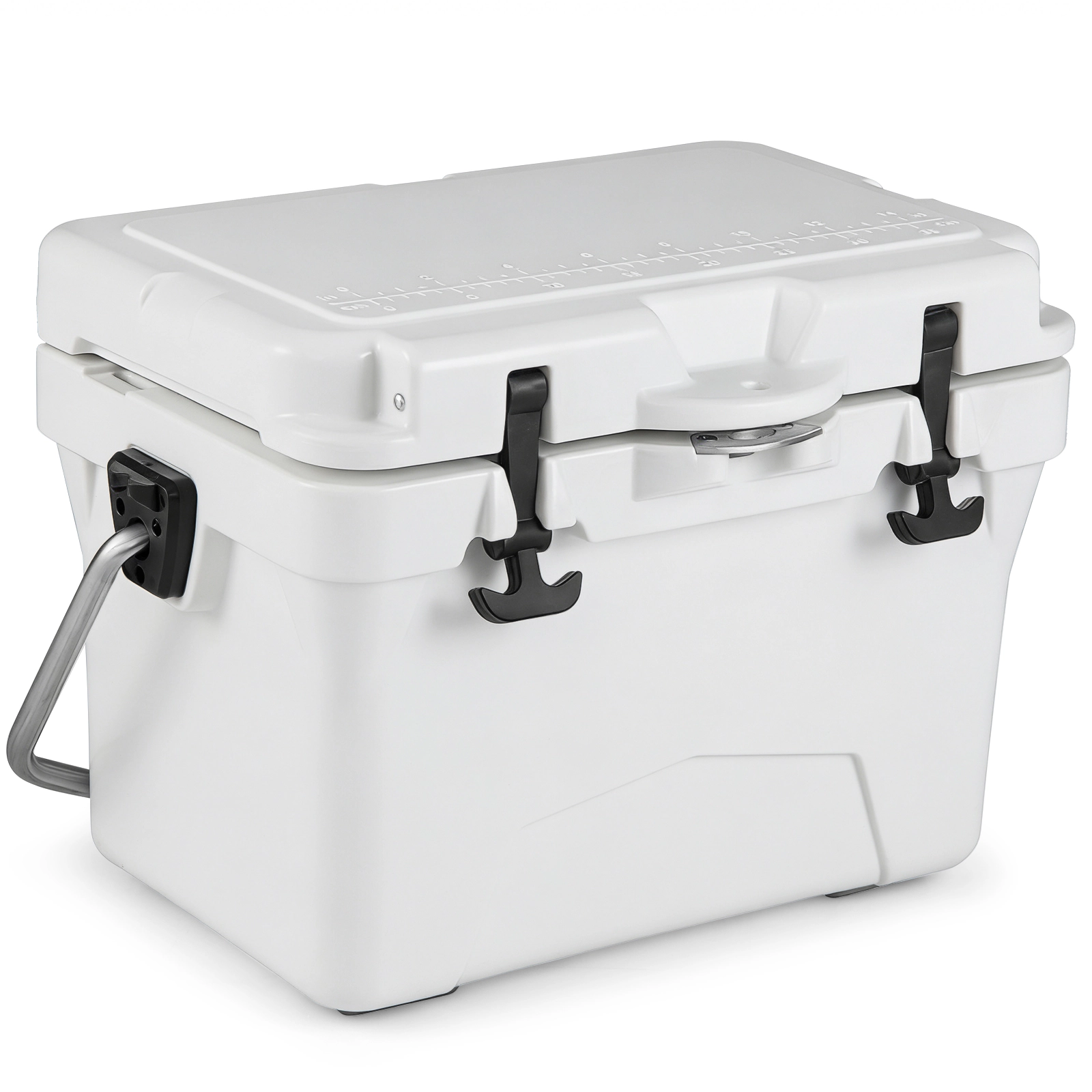 SUGIFT 20 Quart Portable Hard Cooler with Built-in Ruler and Bottle Opener 440-lb Capacity Gray/Khaki/White