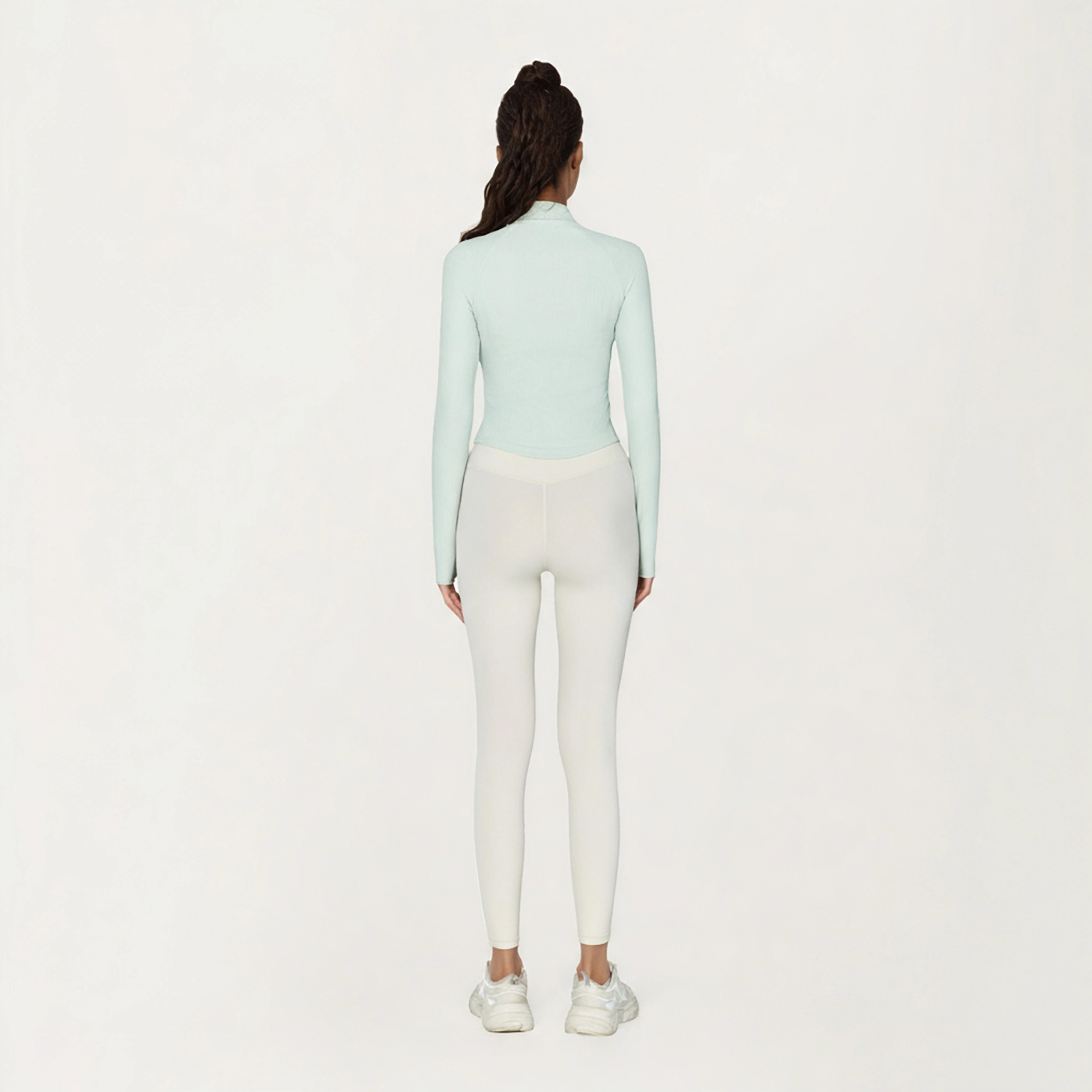 Anna-Kaci Women's Long Sleeve Ribbed Knit Half-Zip Top with Curved Hem and Fitted Silhouette