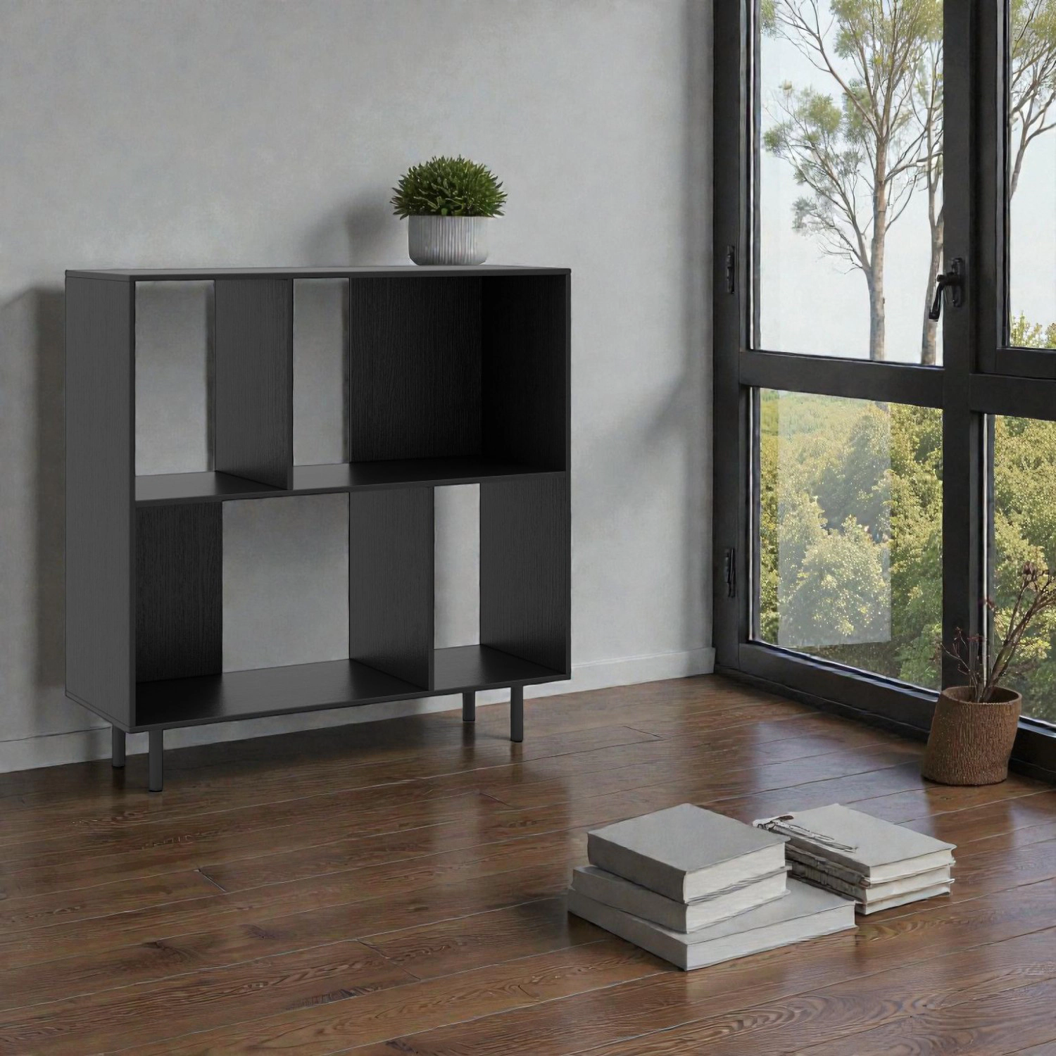 Hivvago Open Bookcase with 4 Spacious Storage Compartments