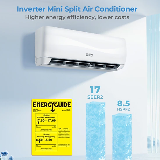 LJG Blast Series 12000 BTU 17 SEER2 208-230V Mini Split Air Conditioner with Heat Pump