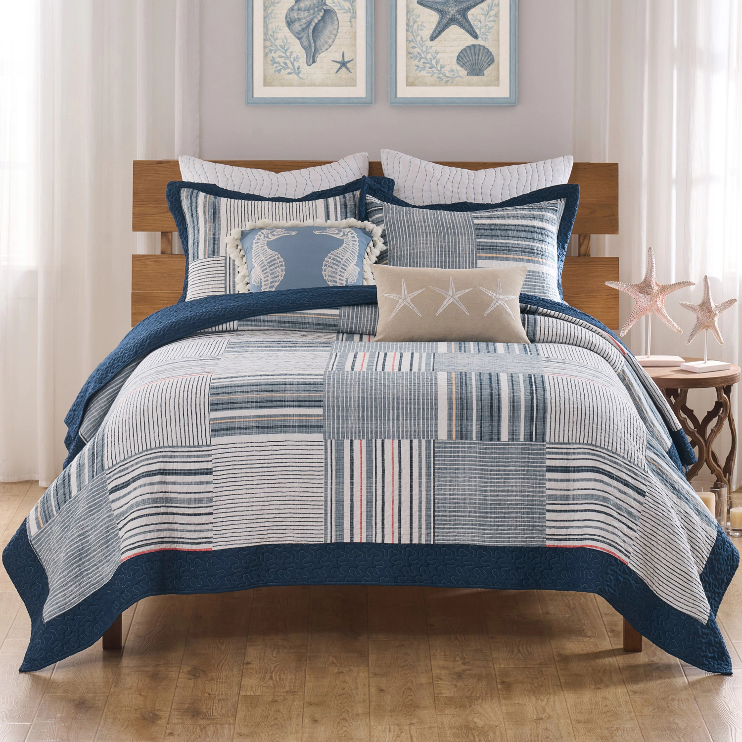 Greenland Home Fashions Voyage Polyester Reversible Lightweight Quilt Set 2 PC