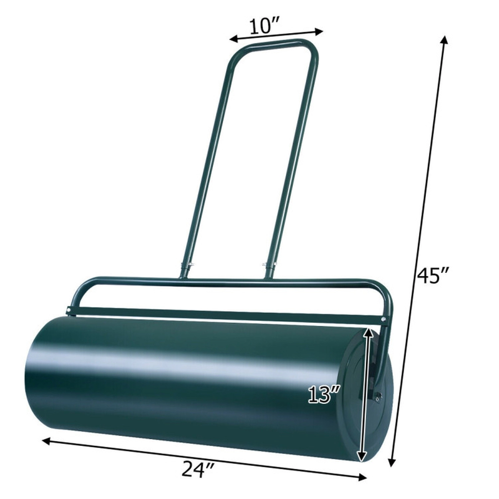 SUGIFT 24-in Wide Steel Tow Lawn Roller with U-Shaped Handle Water or Sand Filled 24-lb Net Weight Black/Green 1-Pc