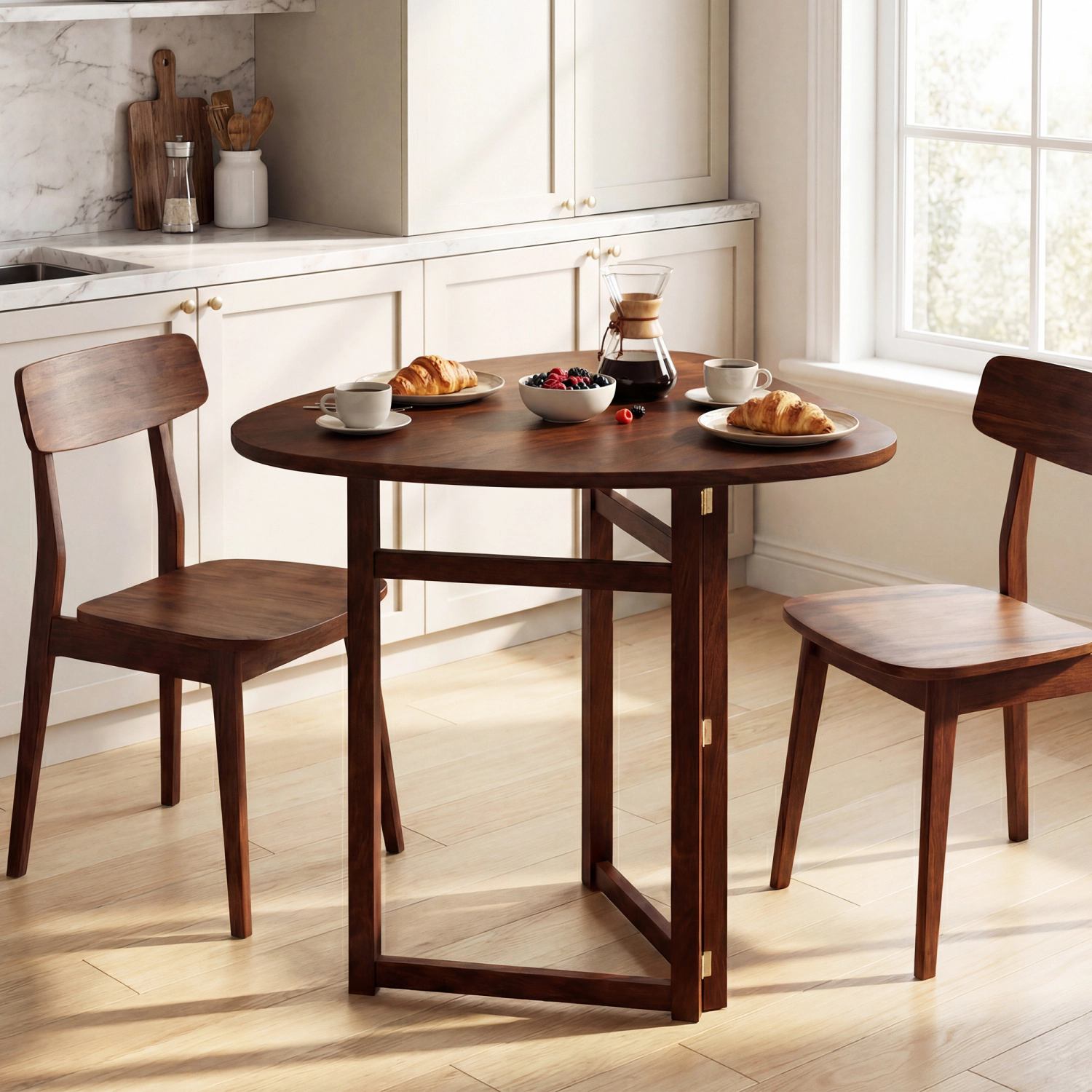LJG Foldable Dining Table 31.5" Triangular Small Kitchen Table for 2