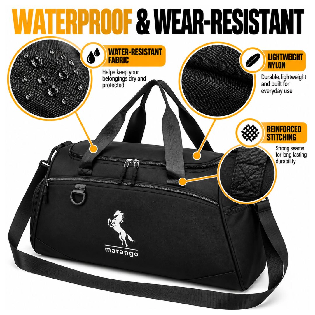 Waterproof Sports Bag with Shoe & Wet Pockets