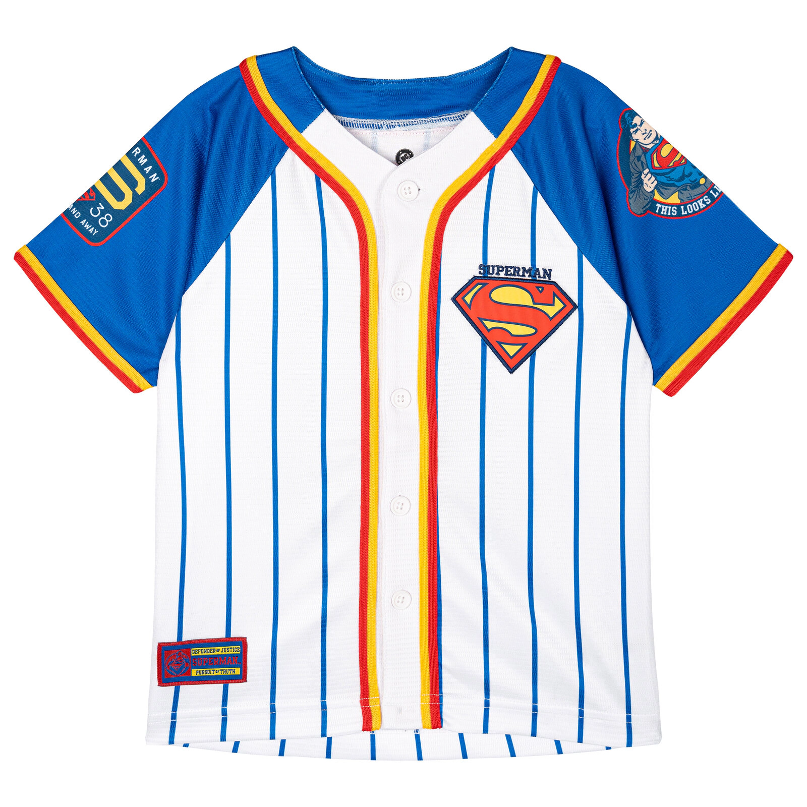 DC Comics Justice League Superman Boys' Athletic Baseball Jersey