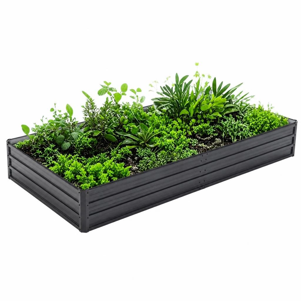 WOW PIONEER Long Rectangular Low Profile Metal Raised Garden Planter for Vegetables Flowers Herbs Outdoor Plants