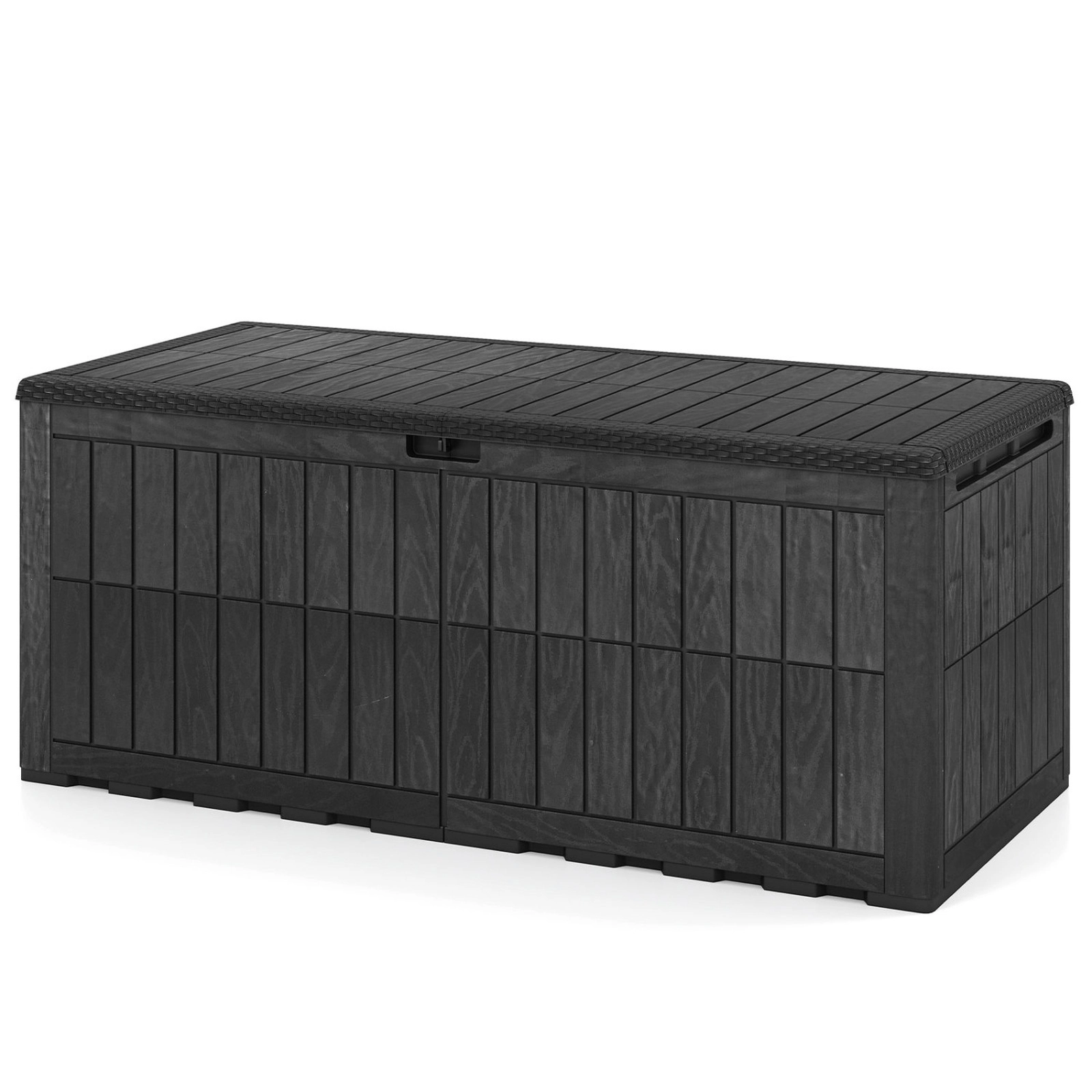 SUGIFT 180 Gal Outdoor Deck Box All-Weather Lockable Storage Bin with Lid and Handles 620-lb Seating Capacity Black