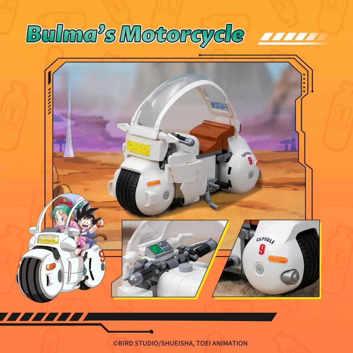 Pantasy Dragon Ball Classic Ride Series: Bulma’s Motorcycle Building Block Set, Capsule No. 9 Bike