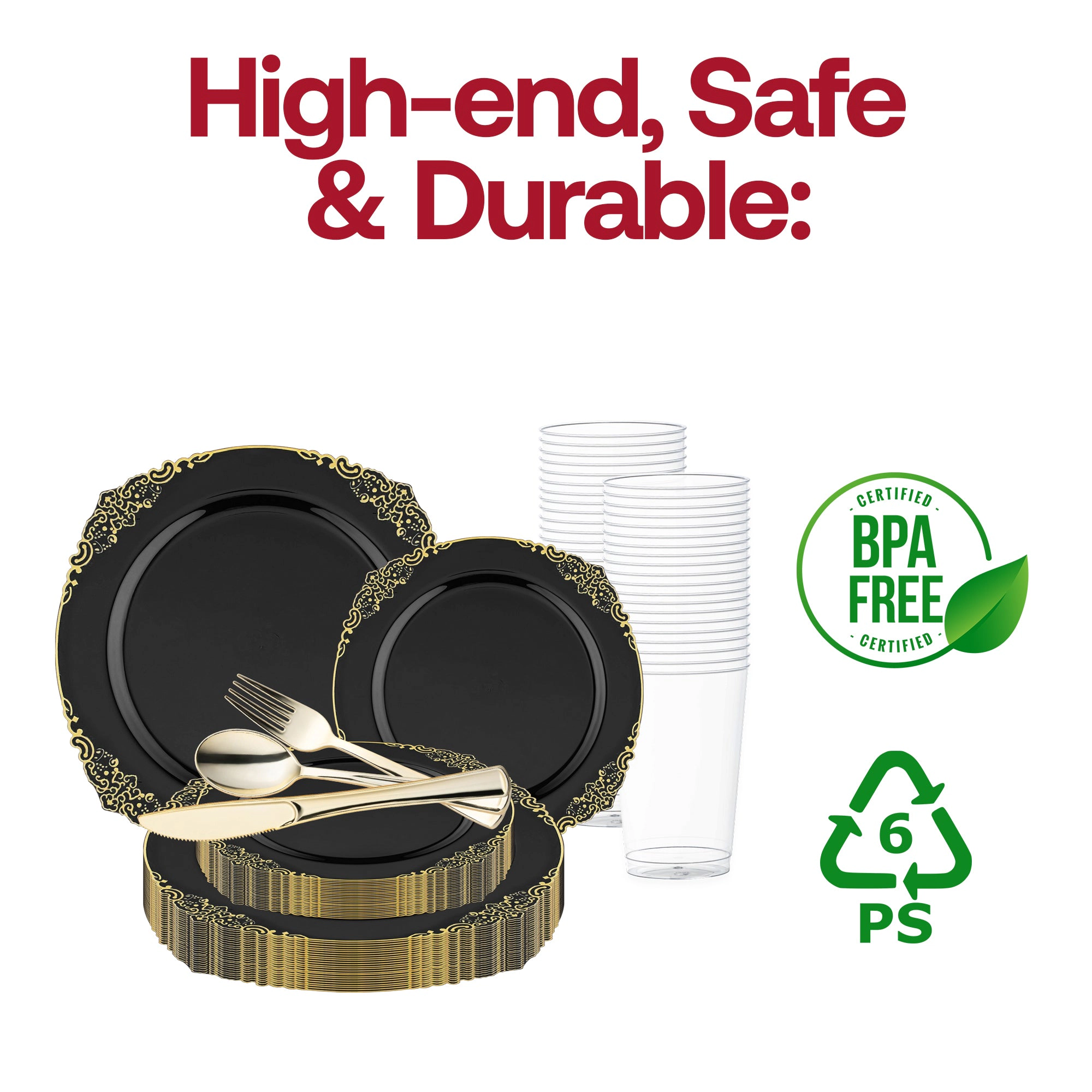 Smarty Had A Party with Gold Fancy Round Disposable Plastic Wedding Value Set