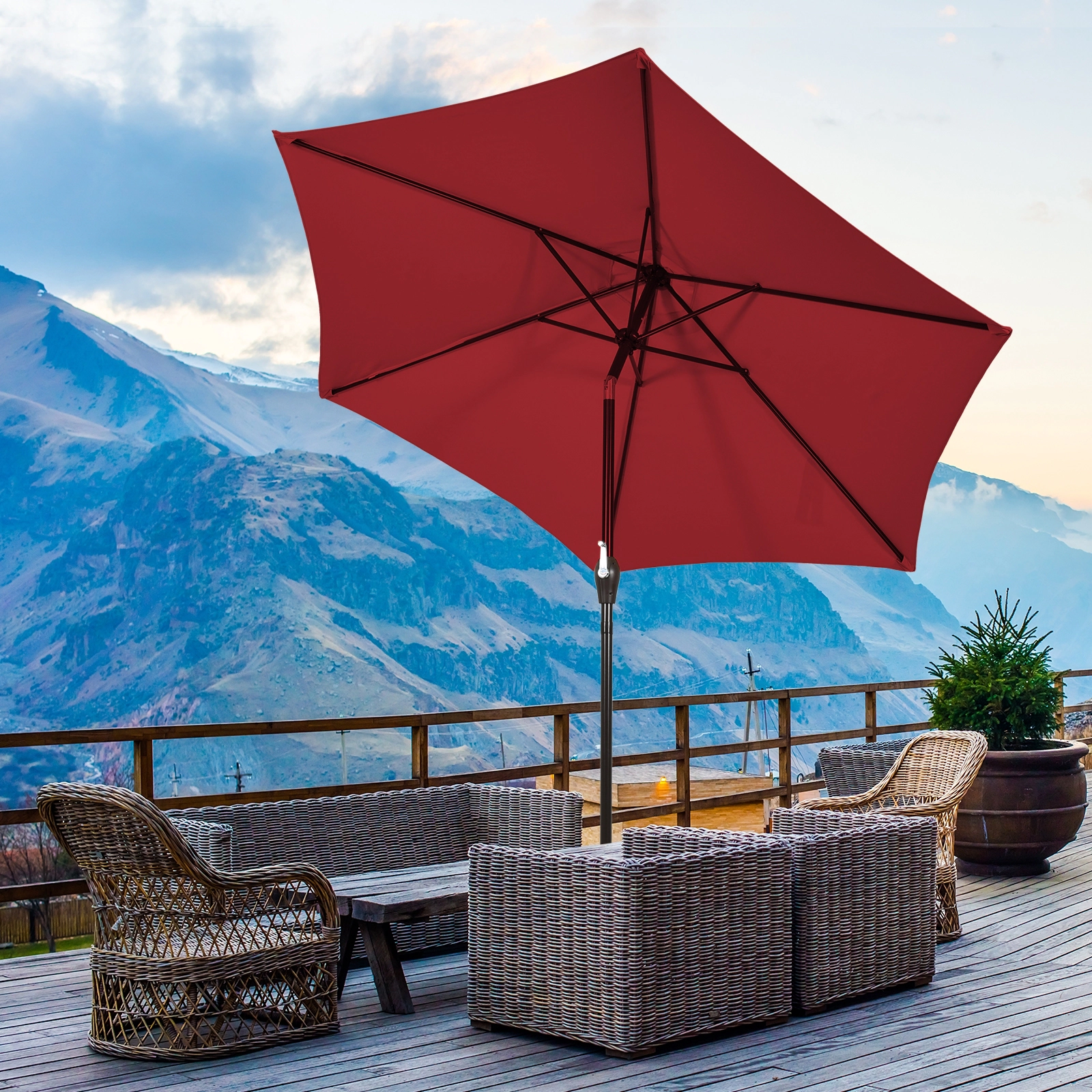 SUGIFT 10 ft Outdoor Patio Umbrella with Tilt Adjustment and Crank Handle