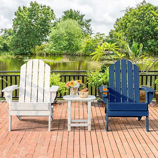 SUGIFT Foldable Patio Chair, Navy, Built-In Cup Holder, Fade-Resistant ...