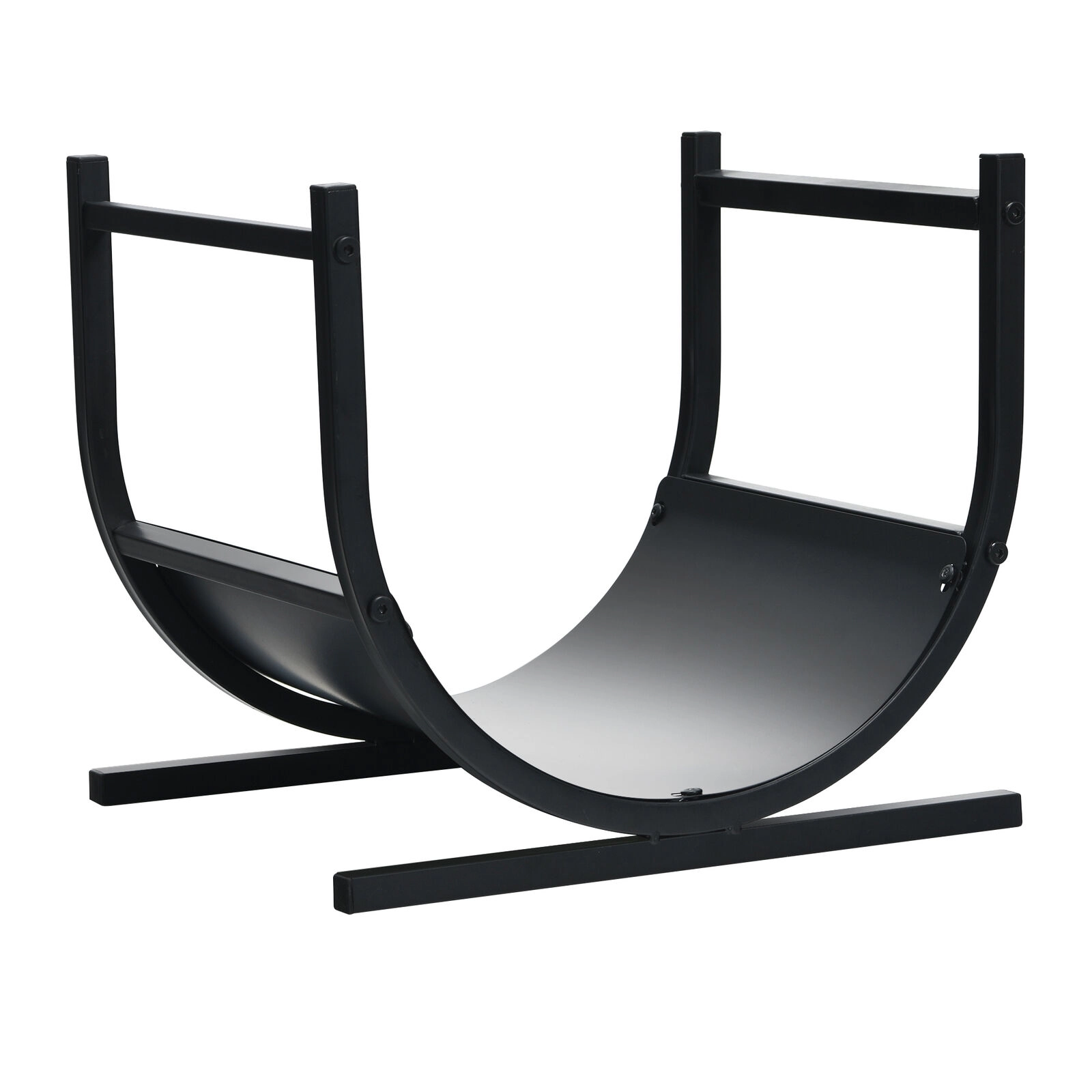 SUGIFT U-Shaped Steel Firewood Rack 66-lb Capacity 17-in Wide with Handles Black 1-Piece