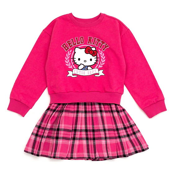 Hello Kitty Girls' Fleece Pleated Dress